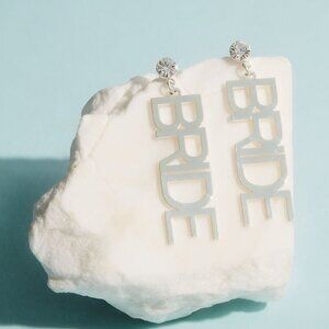 David's Bridal Silver "Bride" Earrings​​ with Rhinestone Accent​​​​